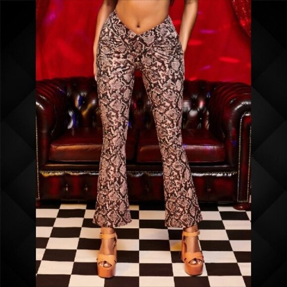 NWT Snakeskin Flared Pants - Picture 1 of 5